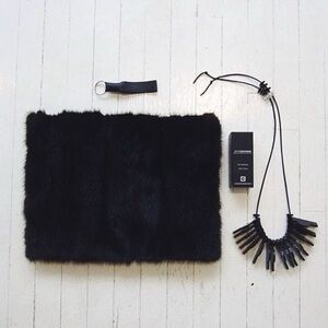 Nicole Manek Fur Clutch with Zipper